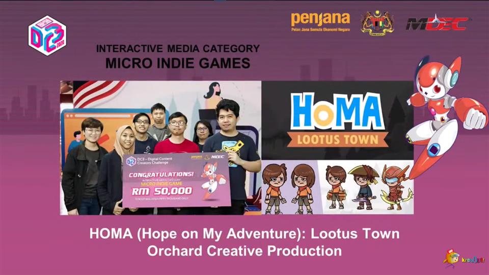 HOMA Lootus Town and team receiving the MDEC Micro Indie Games grant