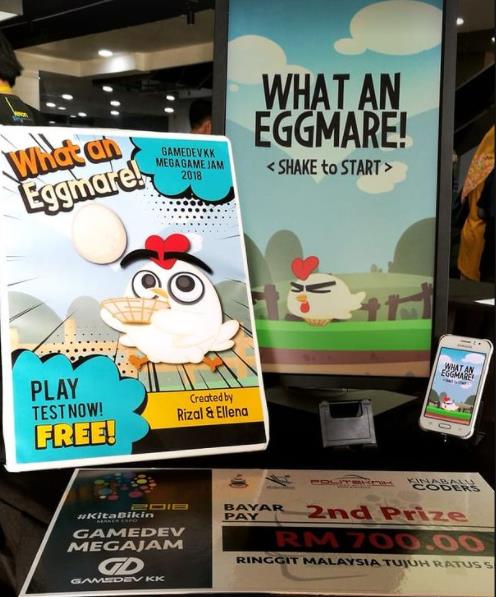 What an Eggmare game display and runner-up prize