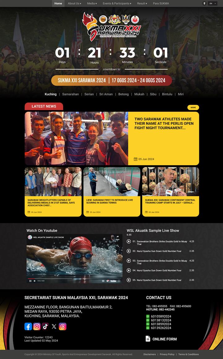 SUKMA XXI Sarawak official website design