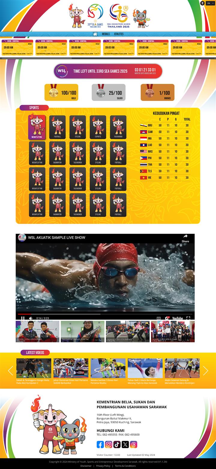 SUKMA XXI ranking score webpage design